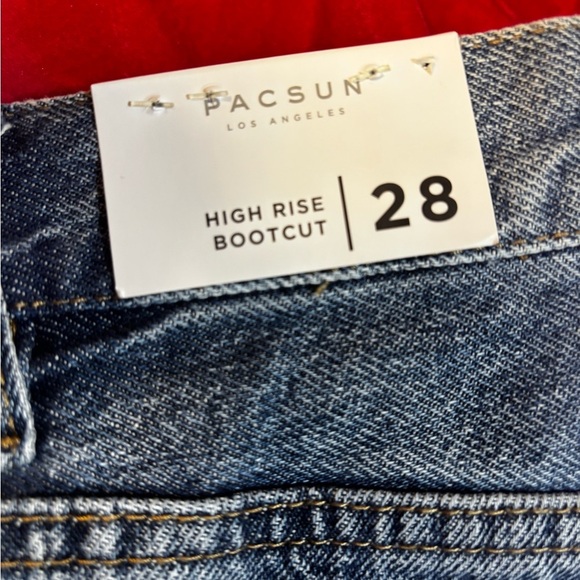 - PacSun Medium to Dark Wash Distressed Flare Jeans - Picture 3 of 3